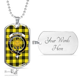 Scottish MacLeod Clan Tartan Dog Tag Necklace - Crest Classic Scottish Plaid Tartan Plaid