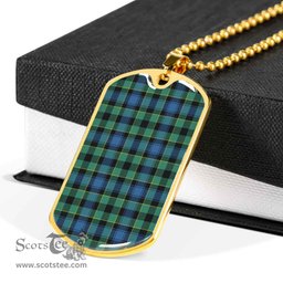 Scottish Mouat Clan Tartan Dog Tag Necklace - Classic Scottish Plaid Tartan Plaid