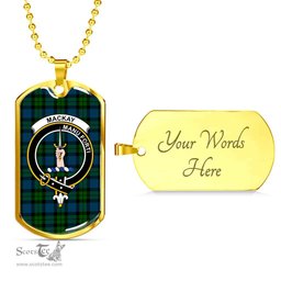 Scottish MacKay Clan Tartan Dog Tag Necklace - Crest Classic Scottish Plaid Tartan Plaid