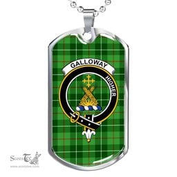 Scottish Galloway Clan Tartan Dog Tag Necklace - Crest Classic Scottish Plaid Tartan Plaid
