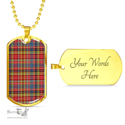 Scottish Drummond of Strathallan Clan Tartan Dog Tag Necklace - Classic Scottish Plaid Tartan Plaid