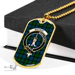 Scottish MacKay Clan Tartan Dog Tag Necklace - Crest Classic Scottish Plaid Tartan Plaid
