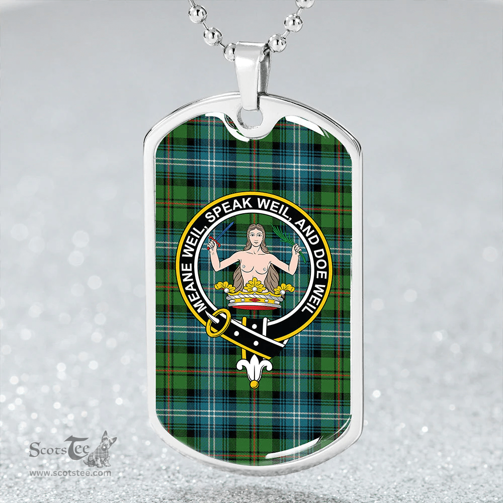 ScottishPlaid Urquhart Ancient Clan Tartan Dog Tag Necklace - Crest Classic Scottish Plaid Tartan Plaid