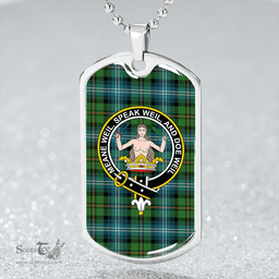 ScottishPlaid Urquhart Ancient Clan Tartan Dog Tag Necklace - Crest Classic Scottish Plaid Tartan Plaid