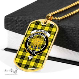 Scottish MacLeod Clan Tartan Dog Tag Necklace - Crest Classic Scottish Plaid Tartan Plaid