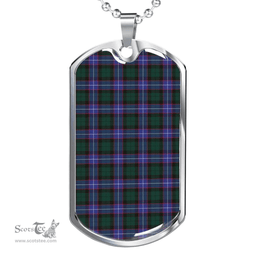 Scottish Hunter Modern Clan Tartan Dog Tag Necklace - Classic Scottish Plaid Tartan Plaid