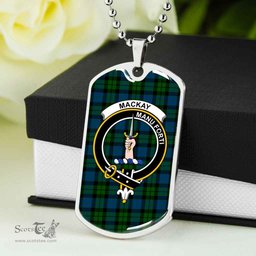 Scottish MacKay Clan Tartan Dog Tag Necklace - Crest Classic Scottish Plaid Tartan Plaid