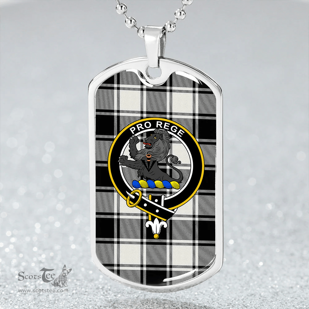 ScottishPlaid MacFie B&W (MacPhee B&W) Ancient Clan Tartan Dog Tag Necklace - Crest Classic Scottish Plaid Tartan Plaid
