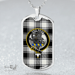 ScottishPlaid MacFie B&W (MacPhee B&W) Ancient Clan Tartan Dog Tag Necklace - Crest Classic Scottish Plaid Tartan Plaid
