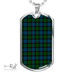 Scottish MacKay Modern Clan Tartan Dog Tag Necklace - Classic Scottish Plaid Tartan Plaid