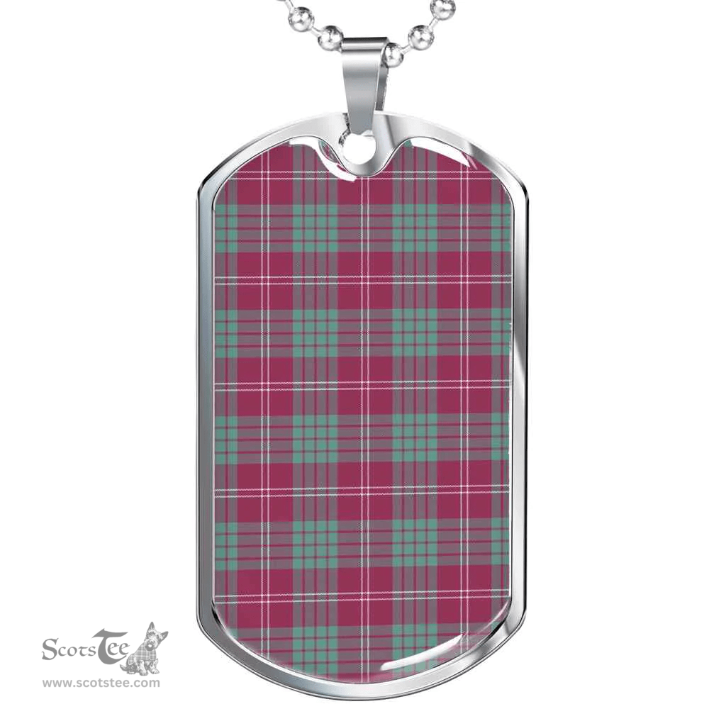 Scottish Crawford Ancient Clan Tartan Dog Tag Necklace - Classic Scottish Plaid Tartan Plaid
