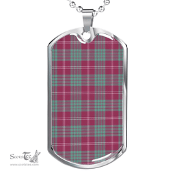 Scottish Crawford Ancient Clan Tartan Dog Tag Necklace - Classic Scottish Plaid Tartan Plaid