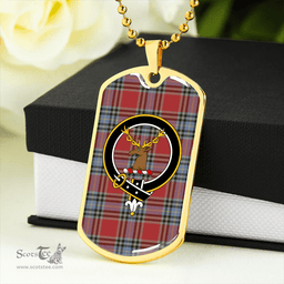 ScottishPlaid MacLeay Weathered Clan Tartan Dog Tag Necklace - Crest Classic Scottish Plaid Tartan Plaid