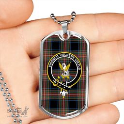 ScottishPlaid Stewart Black Ancient Clan Tartan Dog Tag Necklace - Crest Classic Scottish Plaid Tartan Plaid