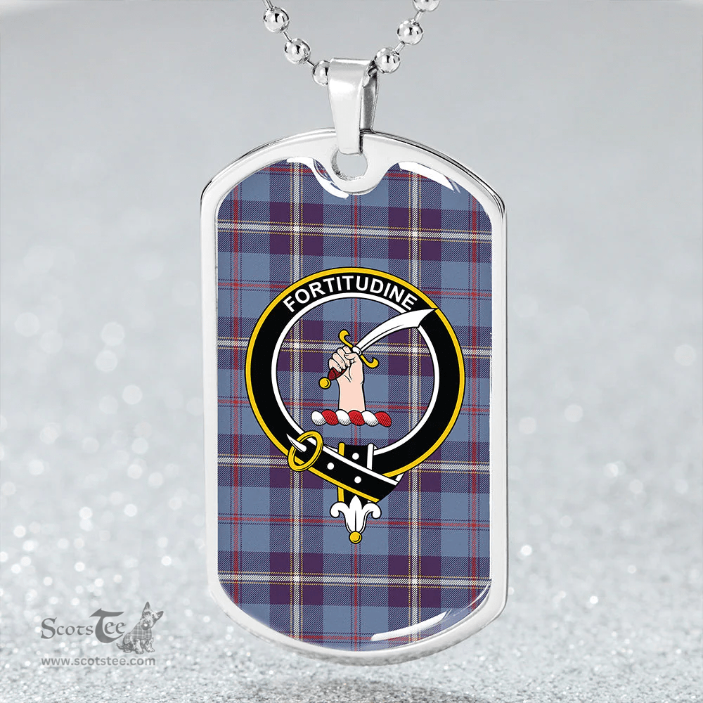 ScottishPlaid MacRae of America Weathered Clan Tartan Dog Tag Necklace - Crest Classic Scottish Plaid Tartan Plaid