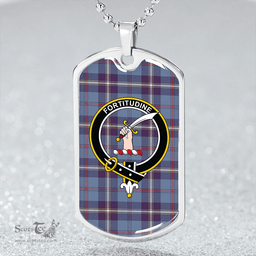 ScottishPlaid MacRae of America Weathered Clan Tartan Dog Tag Necklace - Crest Classic Scottish Plaid Tartan Plaid
