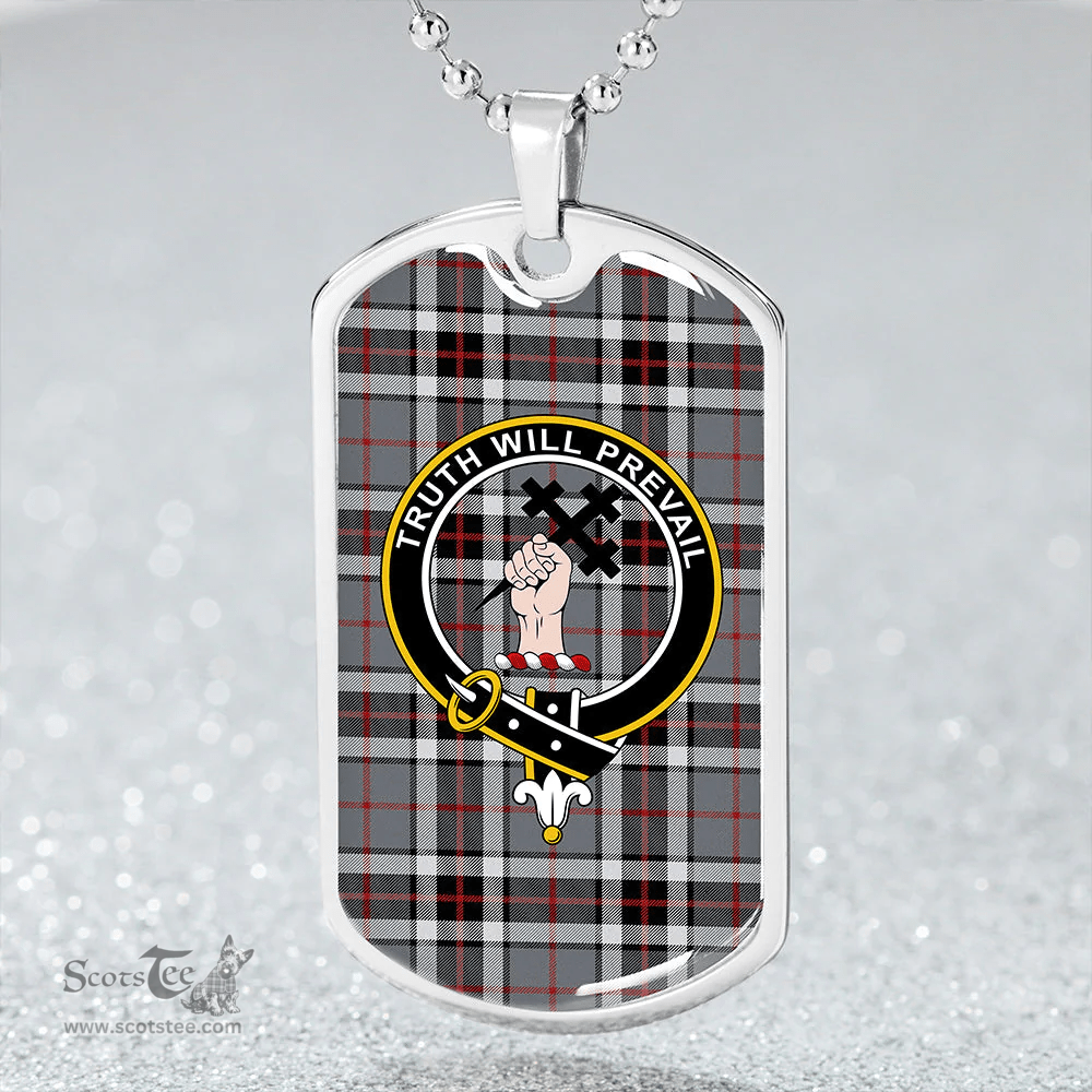 ScottishPlaid Thomson Dress Grey (Thompson Dress Grey) Ancient Clan Tartan Dog Tag Necklace - Crest Classic Scottish Plaid Tartan Plaid