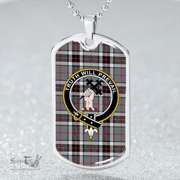 ScottishPlaid Thomson Dress Grey (Thompson Dress Grey) Ancient Clan Tartan Dog Tag Necklace - Crest Classic Scottish Plaid Tartan Plaid