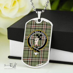 ScottishPlaid Thomson Camel #2 (Thompson Camel #2) Weathered Clan Tartan Dog Tag Necklace - Crest Classic Scottish Plaid Tartan Plaid