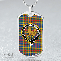 ScottishPlaid MacPherson Crubin Modern Clan Tartan Dog Tag Necklace - Crest Classic Scottish Plaid Tartan Plaid