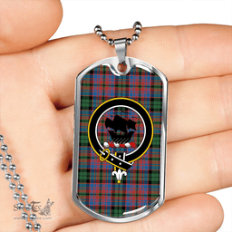 ScottishPlaid MacInroy Ancient Clan Tartan Dog Tag Necklace - Crest Classic Scottish Plaid Tartan Plaid