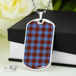 Scottish Edinburgh District Clan Tartan Dog Tag Necklace - Classic Scottish Plaid Tartan Plaid