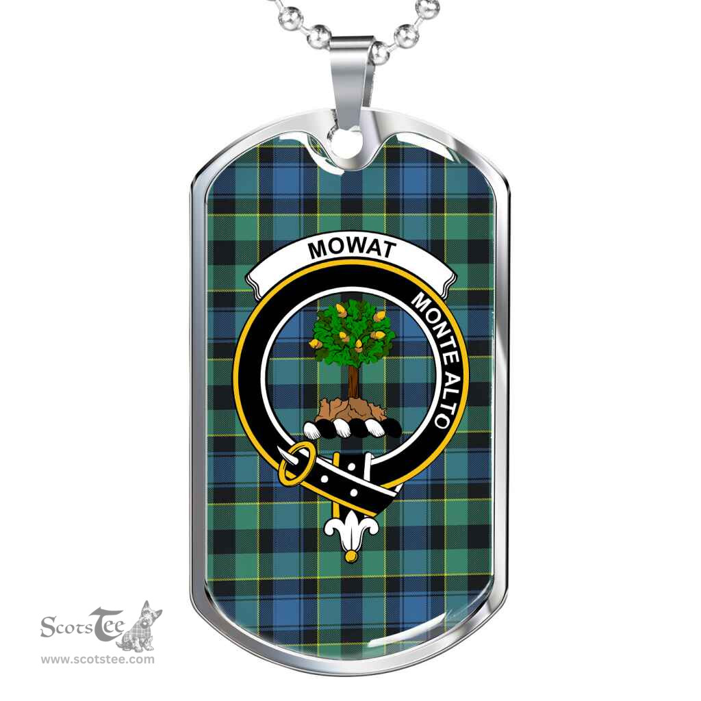 Scottish Mowat (of Inglistoun) Clan Tartan Dog Tag Necklace - Crest Classic Scottish Plaid Tartan Plaid
