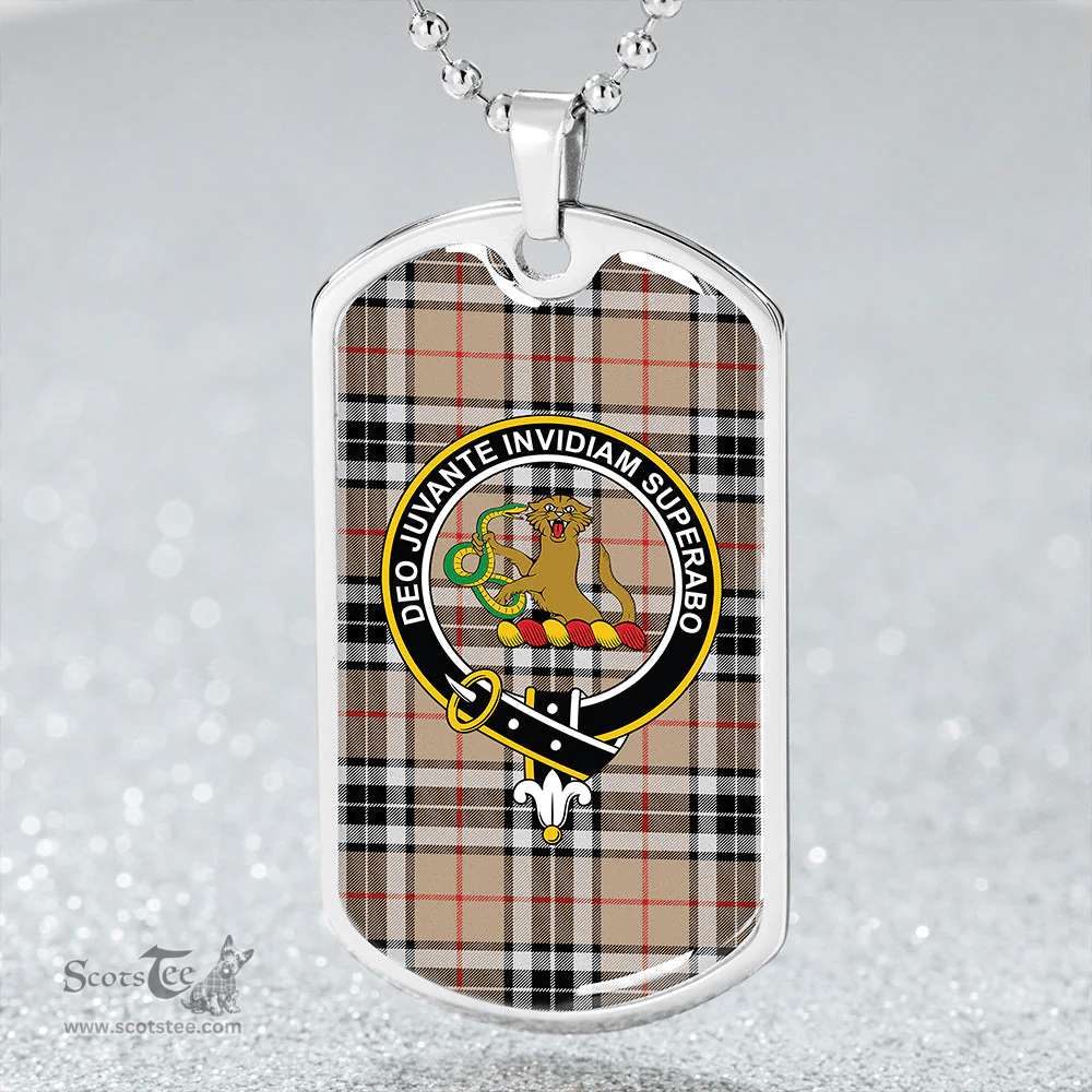 ScottishPlaid Thomson Camel (MacThomas/Thompson Camel) Modern Clan Tartan Dog Tag Necklace - Crest Classic Scottish Plaid Tartan Plaid