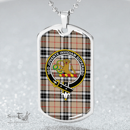 ScottishPlaid Thomson Camel (MacThomas/Thompson Camel) Modern Clan Tartan Dog Tag Necklace - Crest Classic Scottish Plaid Tartan Plaid