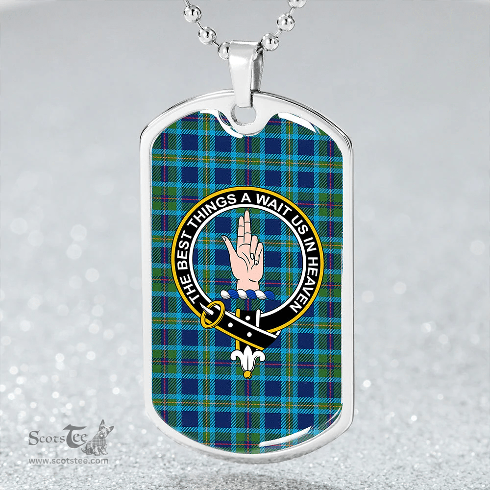 ScottishPlaid Miller # 2 Modern Clan Tartan Dog Tag Necklace - Crest Classic Scottish Plaid Tartan Plaid