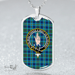 ScottishPlaid Miller # 2 Modern Clan Tartan Dog Tag Necklace - Crest Classic Scottish Plaid Tartan Plaid