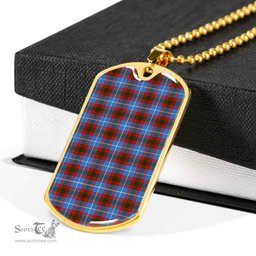 Scottish Edinburgh District Clan Tartan Dog Tag Necklace - Classic Scottish Plaid Tartan Plaid