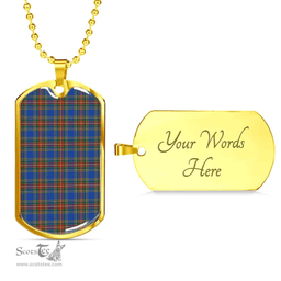 Scottish MacBeth Ancient Clan Tartan Dog Tag Necklace - Classic Scottish Plaid Tartan Plaid