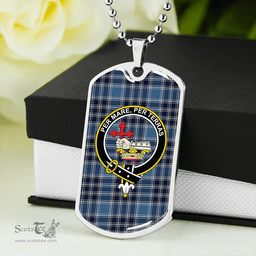 ScottishPlaid MacDonald Lord of the Isles Hunting Blue (Donald Lord of the Isles Hunting Blue) Modern Clan Tartan Dog Tag Necklace - Crest Classic Scottish Plaid Tartan Plaid