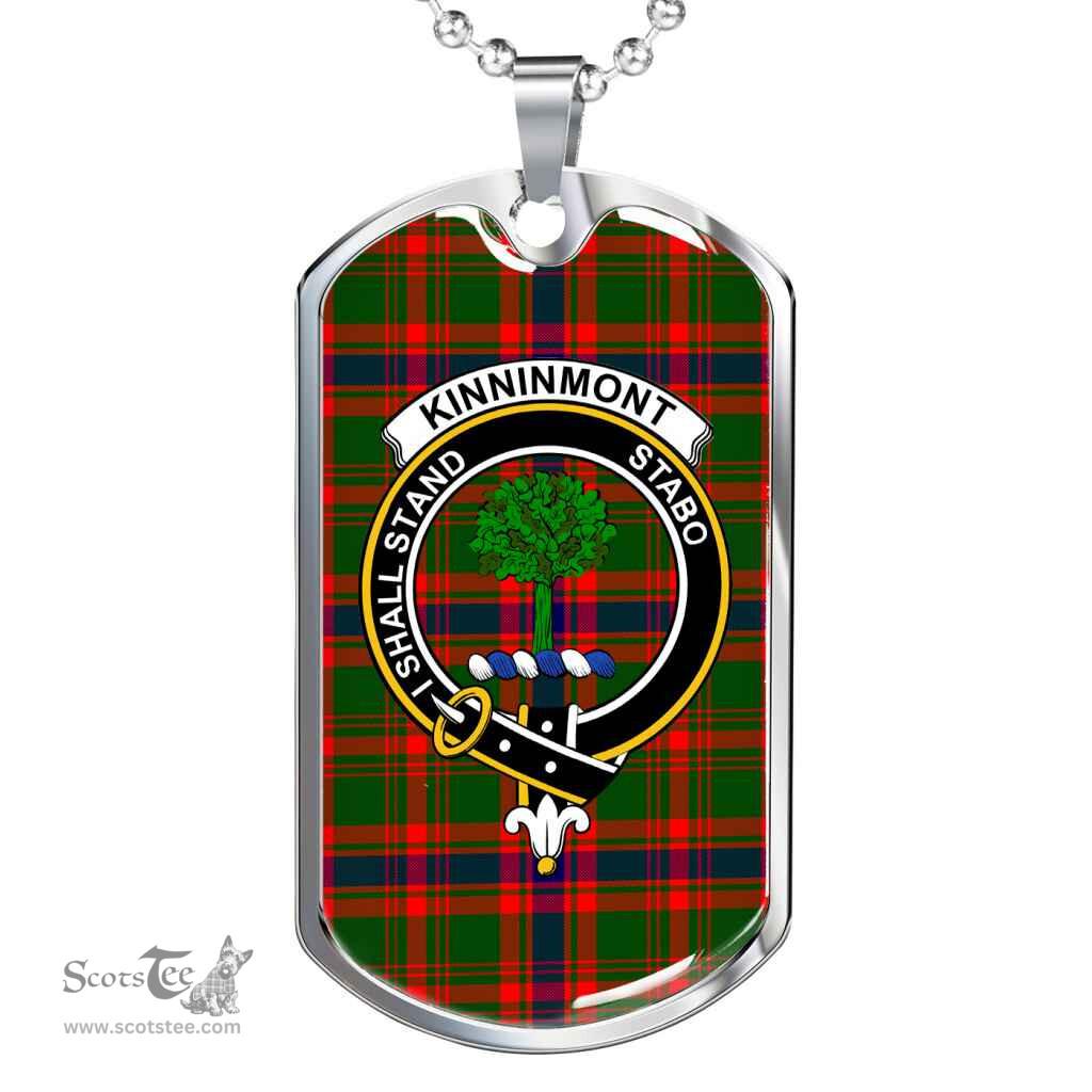 Scottish Kinninmont Clan Tartan Dog Tag Necklace - Crest Classic Scottish Plaid Tartan Plaid