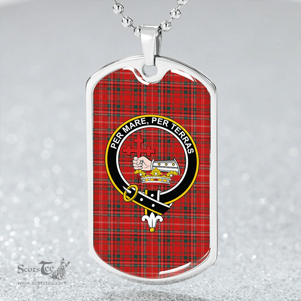 ScottishPlaid MacDonald of Staffa (Donald of Staffa) Modern Clan Tartan Dog Tag Necklace - Crest Classic Scottish Plaid Tartan Plaid