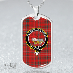 ScottishPlaid MacDonald of Staffa (Donald of Staffa) Modern Clan Tartan Dog Tag Necklace - Crest Classic Scottish Plaid Tartan Plaid