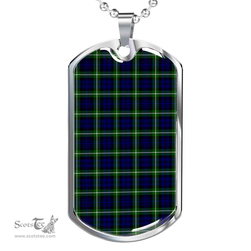 Scottish Lamont Modern Clan Tartan Dog Tag Necklace - Classic Scottish Plaid Tartan Plaid