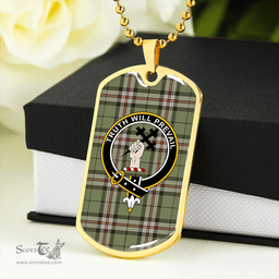 ScottishPlaid Thomson Camel #2 (Thompson Camel #2) Weathered Clan Tartan Dog Tag Necklace - Crest Classic Scottish Plaid Tartan Plaid