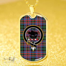 ScottishPlaid MacInroy Ancient Clan Tartan Dog Tag Necklace - Crest Classic Scottish Plaid Tartan Plaid