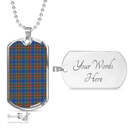 Scottish MacBeth Ancient Clan Tartan Dog Tag Necklace - Classic Scottish Plaid Tartan Plaid