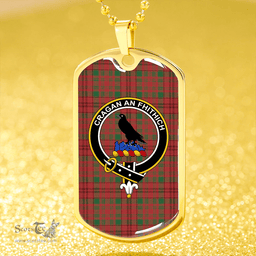 ScottishPlaid MacDonell of Keppoch 1847 Variant Ancient Clan Tartan Dog Tag Necklace - Crest Classic Scottish Plaid Tartan Plaid
