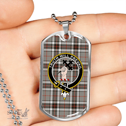ScottishPlaid Thomson Dress Grey (Thompson Dress Grey) Modern Clan Tartan Dog Tag Necklace - Crest Classic Scottish Plaid Tartan Plaid