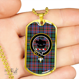 ScottishPlaid MacInroy Ancient Clan Tartan Dog Tag Necklace - Crest Classic Scottish Plaid Tartan Plaid
