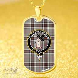 ScottishPlaid Thomson Dress Grey (Thompson Dress Grey) Modern Clan Tartan Dog Tag Necklace - Crest Classic Scottish Plaid Tartan Plaid