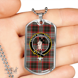 ScottishPlaid Thomson Black #2 (Thompson Black #2) Weathered Clan Tartan Dog Tag Necklace - Crest Classic Scottish Plaid Tartan Plaid