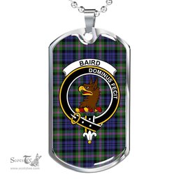 Scottish Baird Clan Tartan Dog Tag Necklace - Crest Classic Scottish Plaid Tartan Plaid