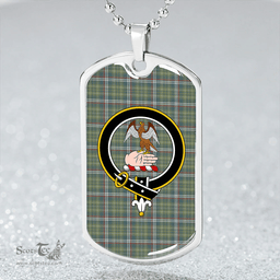 ScottishPlaid Toshach Weathered Clan Tartan Dog Tag Necklace - Crest Classic Scottish Plaid Tartan Plaid