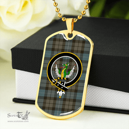 ScottishPlaid MacKirdy Weathered Clan Tartan Dog Tag Necklace - Crest Classic Scottish Plaid Tartan Plaid