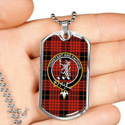 ScottishPlaid MacQueen Ancient Clan Tartan Dog Tag Necklace - Crest Classic Scottish Plaid Tartan Plaid